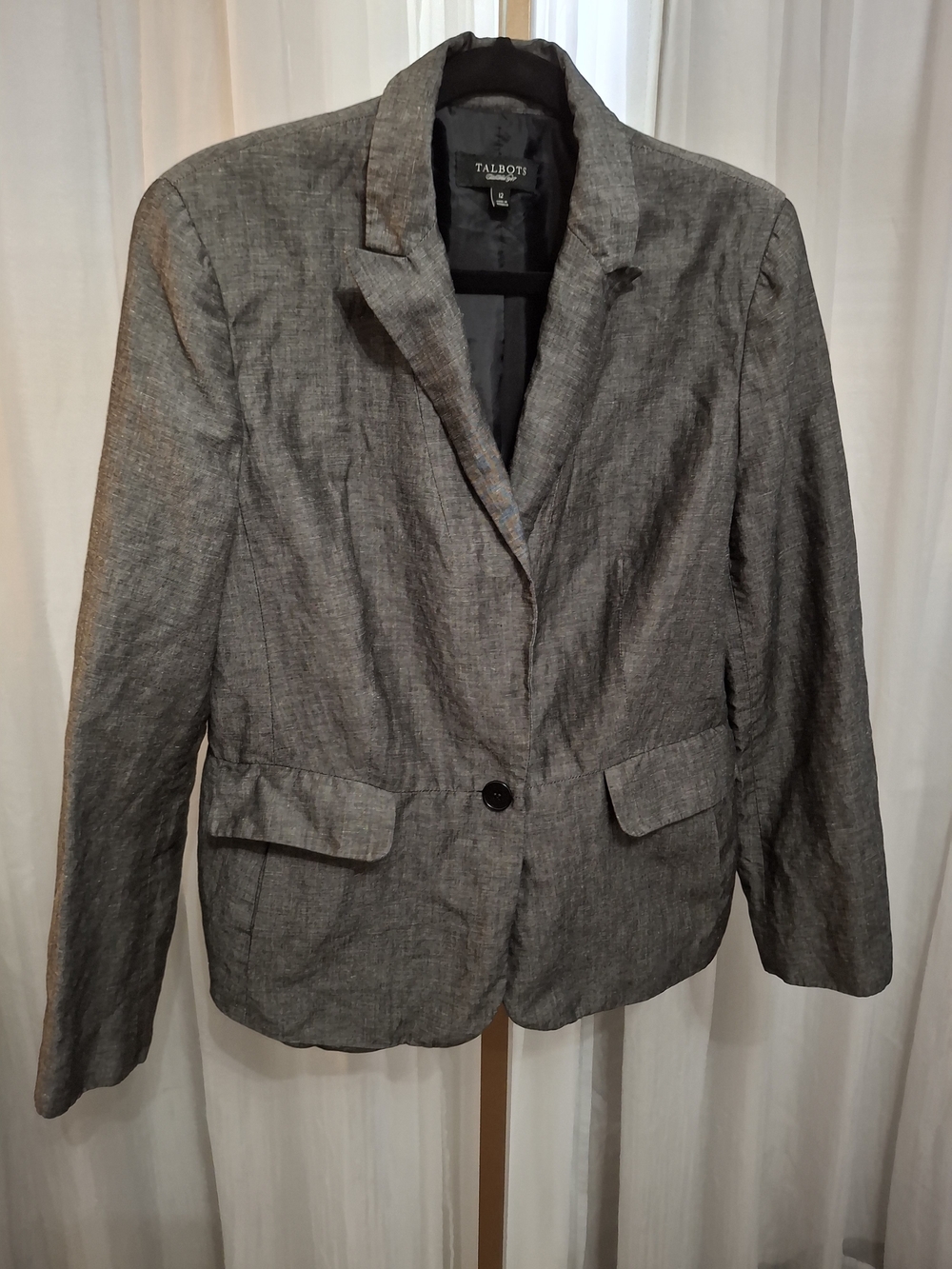Talbots Women's Gray Single-Button Blazer Jacket